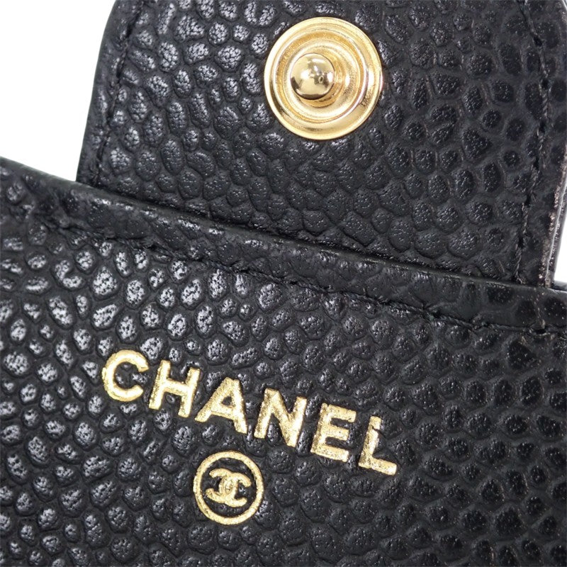 シャネル CHANEL クラシックスモール フラップウォレット AP0231_Y01864_C3906 三つ折り財布 キャビアスキン ブラック ゴールド金具 レディース【中古】【Aランク】