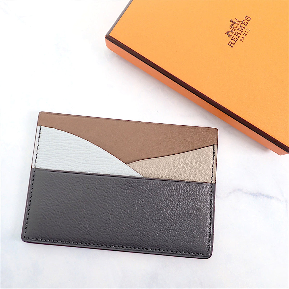 エルメス HERMES Petit H プティアッシュ カードケース レザー グレー ブラウン ベージュ レディース メンズ【中古】【Aランク】