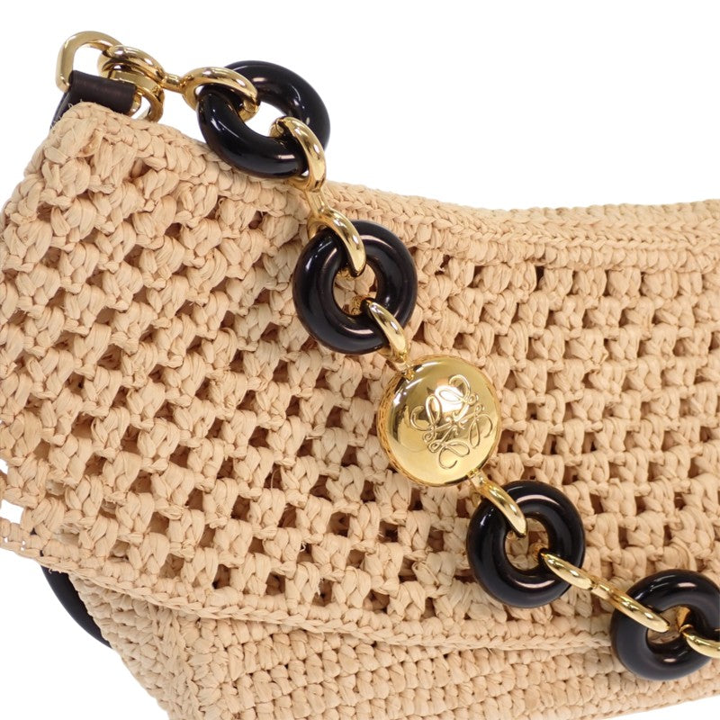 ロエベ LOEWE オラバッグ AP22P22X05 2WAYバッグ ラフィア ベージュ ゴールド金具 レディース【中古】【Aランク】