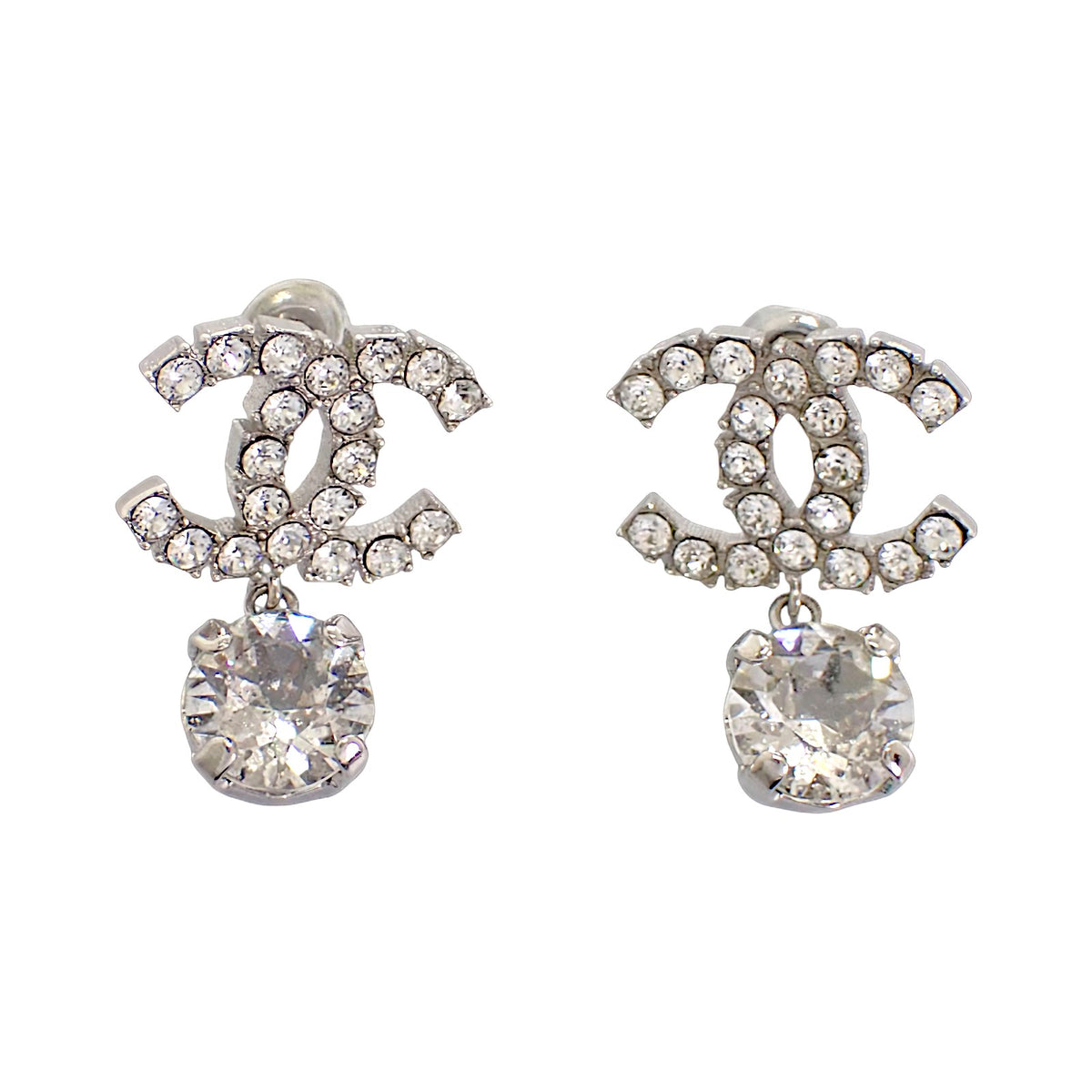 シャネル CHANEL ココマーク ピアス メタル クリスタル シルバー金具 レディース【中古】【ABランク】