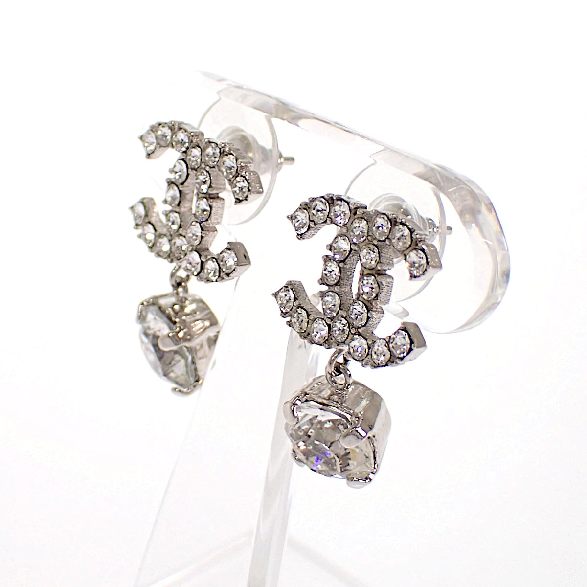 シャネル CHANEL ココマーク ピアス メタル クリスタル シルバー金具 レディース【中古】【ABランク】