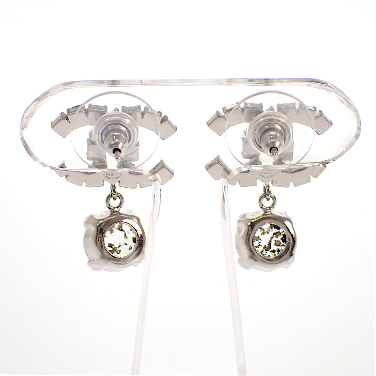 シャネル CHANEL ココマーク ピアス メタル クリスタル シルバー金具 レディース【中古】【ABランク】