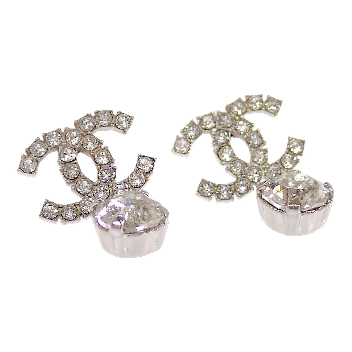 シャネル CHANEL ココマーク ピアス メタル クリスタル シルバー金具 レディース【中古】【ABランク】