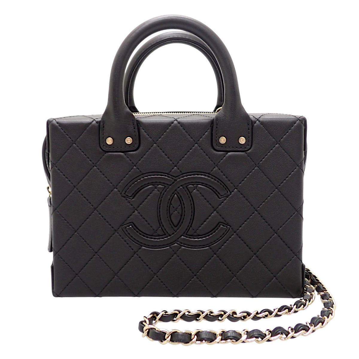 シャネル CHANEL ココマーク バニティバッグ AS3345 2WAYバッグ ハンドバッグ ショルダーバッグ カーフ ブラック 黒 ゴールド金具 レディース【中古】【Aランク】