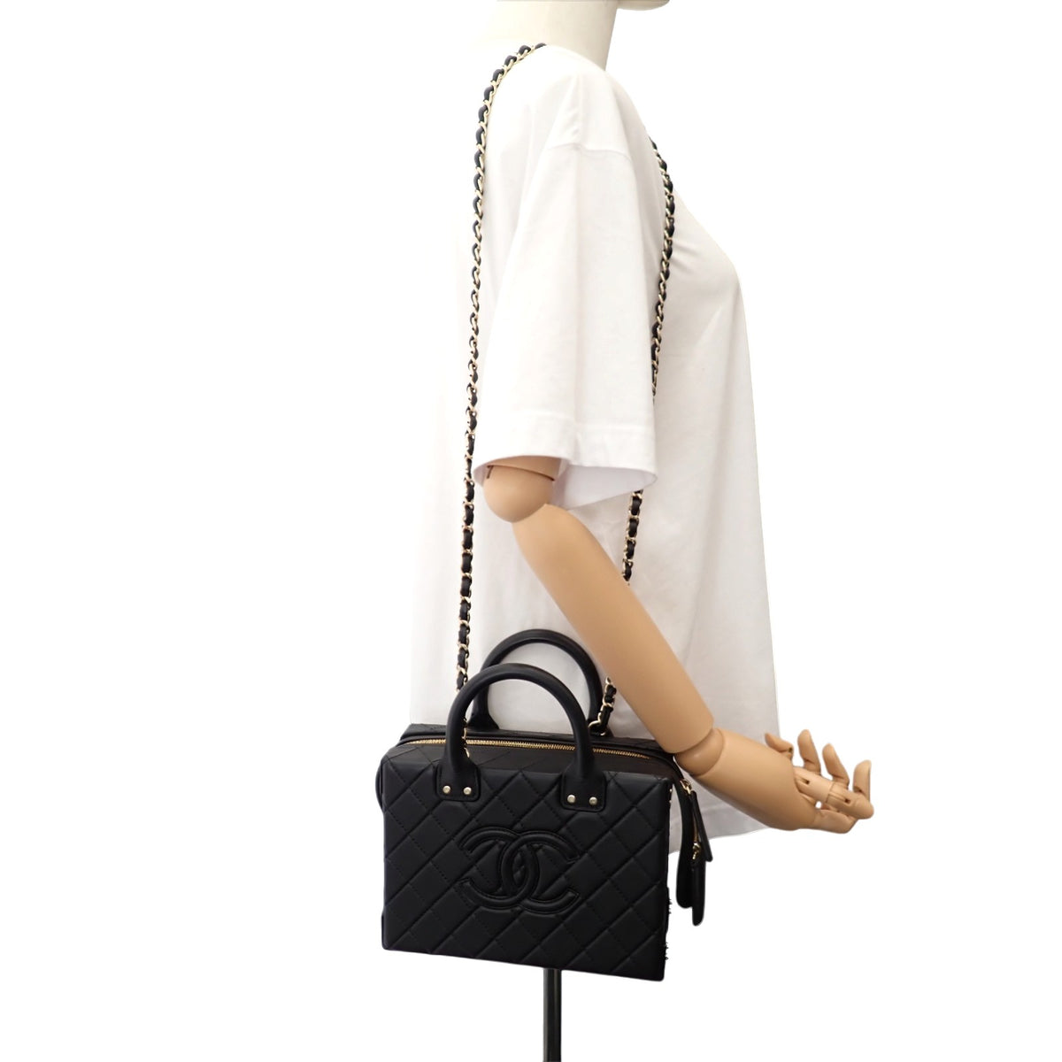 シャネル CHANEL ココマーク バニティバッグ AS3345 2WAYバッグ ハンドバッグ ショルダーバッグ カーフ ブラック 黒 ゴールド金具 レディース【中古】【Aランク】