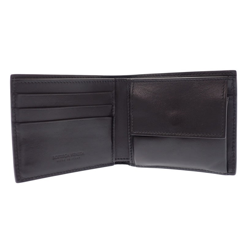 ボッテガヴェネタ BOTTEGA VENETA カセット コインパース付き二つ折りウォレット 749455VBWD23009 二つ折り財布 カーフ ブラック メンズ レディース【中古】【ABランク】