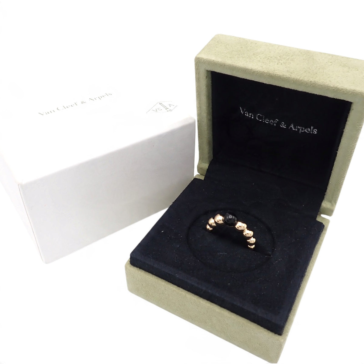 ヴァンクリーフ＆アーペル Van Cleef & Arpels ペルレ クルール 10号 VCARO5M150 リング K18イエローゴールド オニキス レディース【中古】【Aランク】