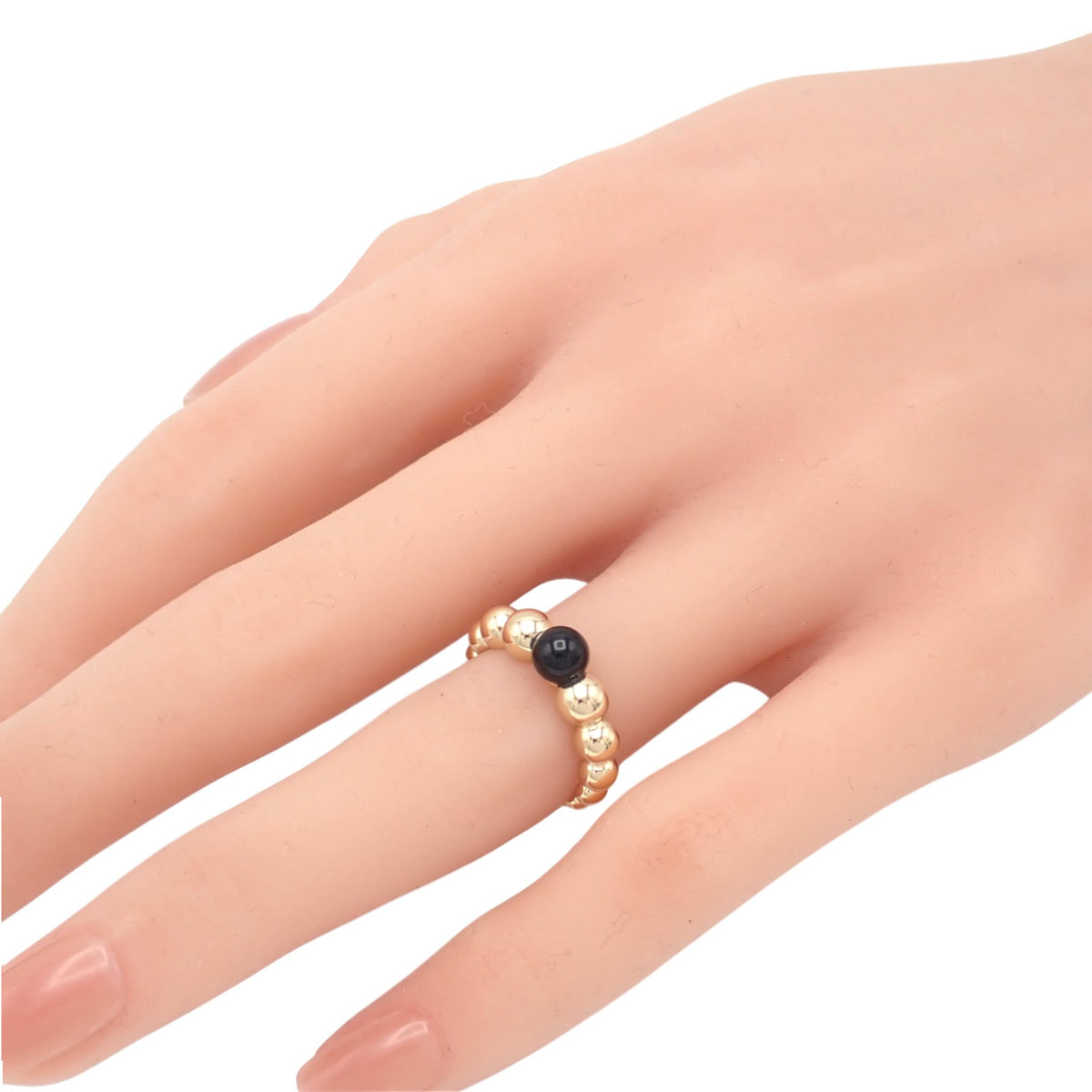 ヴァンクリーフ＆アーペル Van Cleef & Arpels ペルレ クルール 10号 VCARO5M150 リング K18イエローゴールド オニキス レディース【中古】【Aランク】