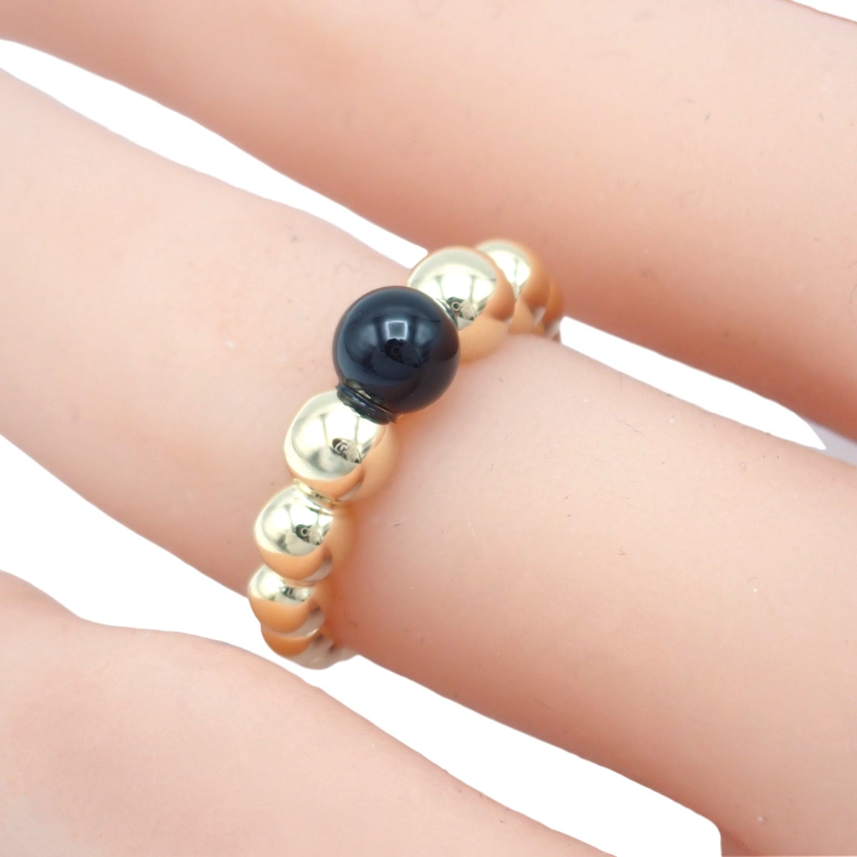 ヴァンクリーフ＆アーペル Van Cleef & Arpels ペルレ クルール 10号 VCARO5M150 リング K18イエローゴールド オニキス レディース【中古】【Aランク】
