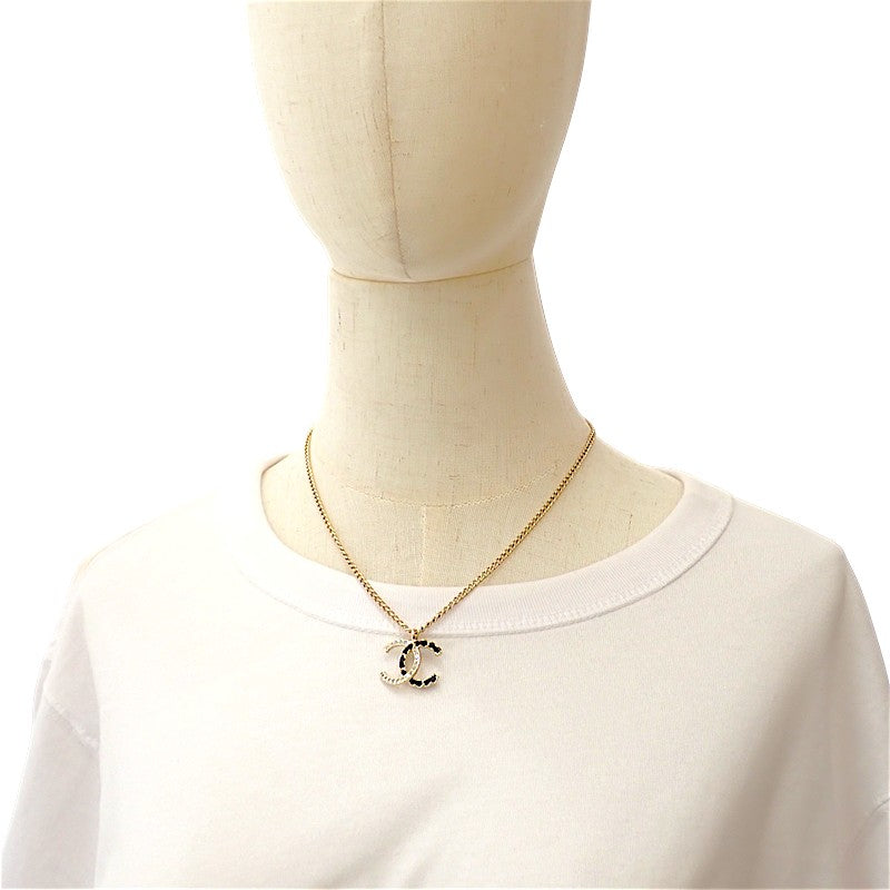 シャネル CHANEL ココマーク ABG352 ネックレス メタル レザー クリスタル ゴールド レディース【中古】【Aランク】