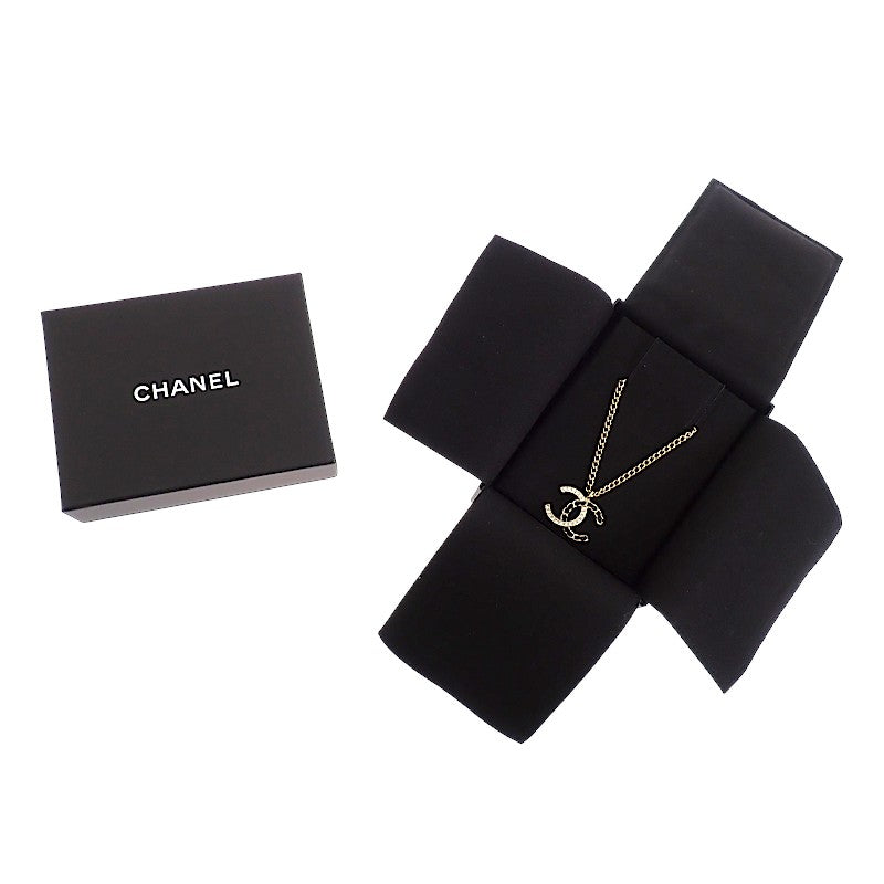 シャネル CHANEL ココマーク ABG352 ネックレス メタル レザー クリスタル ゴールド レディース【中古】【Aランク】