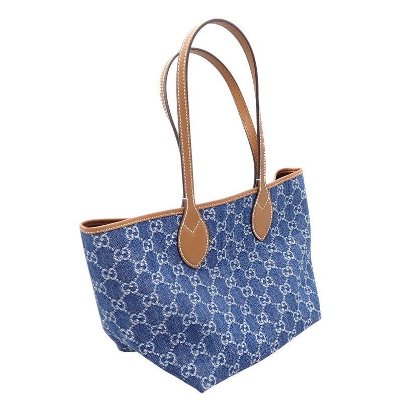 グッチ GUCCI トーティッシマ スモール 820496 トートバッグ デニム ブルー レディース【中古】【Aランク】
