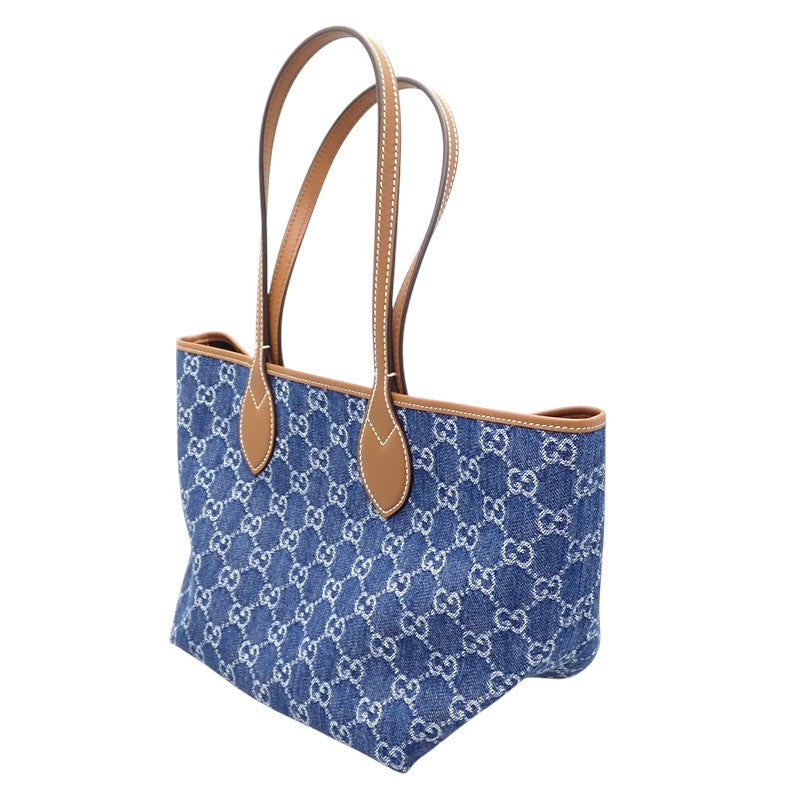 グッチ GUCCI トーティッシマ スモール 820496 トートバッグ デニム ブルー レディース【中古】【Aランク】