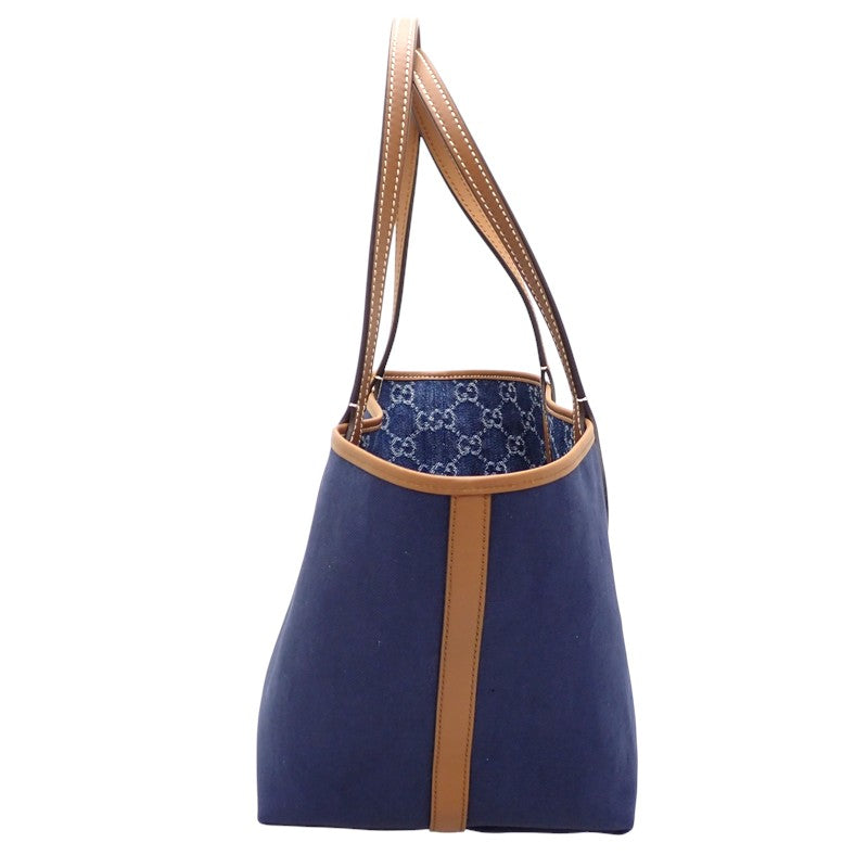 グッチ GUCCI トーティッシマ スモール 820496 トートバッグ デニム ブルー レディース【中古】【Aランク】