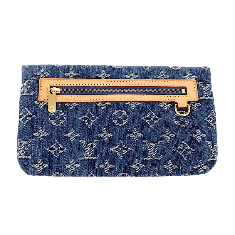 ルイヴィトン LOUIS VUITTON デニム ポシェット プラット M95007 クラッチバッグ モノグラムデニム ゴールド金具 レディース メンズ【中古】【Aランク】