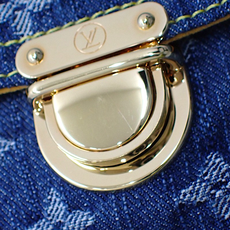 ルイヴィトン LOUIS VUITTON デニム ポシェット プラット M95007 クラッチバッグ モノグラムデニム ゴールド金具 レディース メンズ【中古】【Aランク】