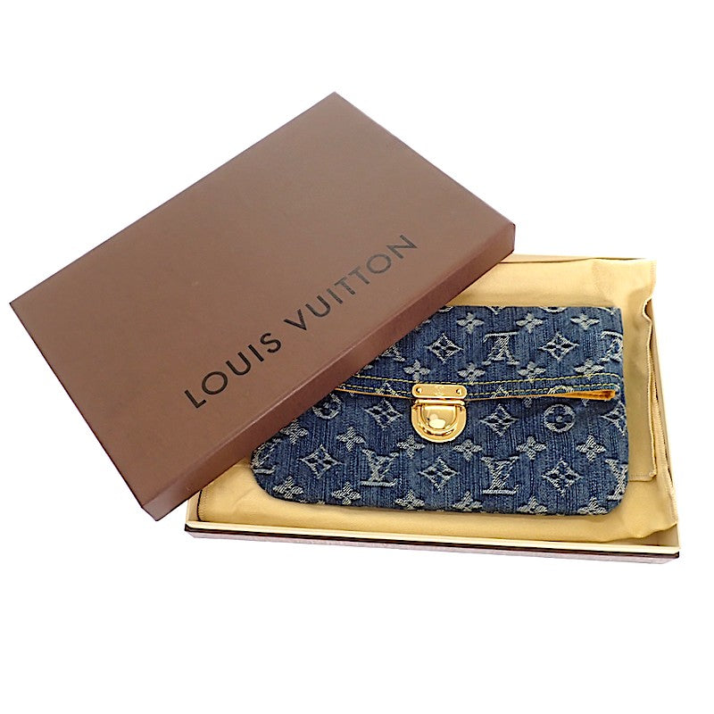 ルイヴィトン LOUIS VUITTON デニム ポシェット プラット M95007 クラッチバッグ モノグラムデニム ゴールド金具 レディース メンズ【中古】【Aランク】