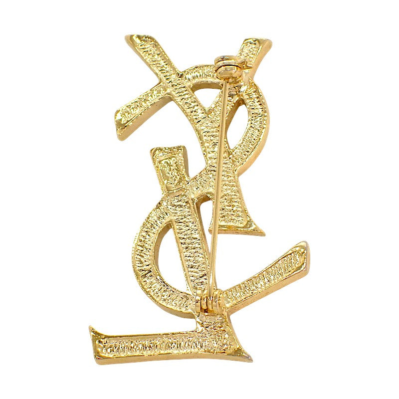 イヴ・サンローラン YVES SAINT LAURENT カサンドラ ブローチ メタル クリスタル レディース【中古】【ABランク】