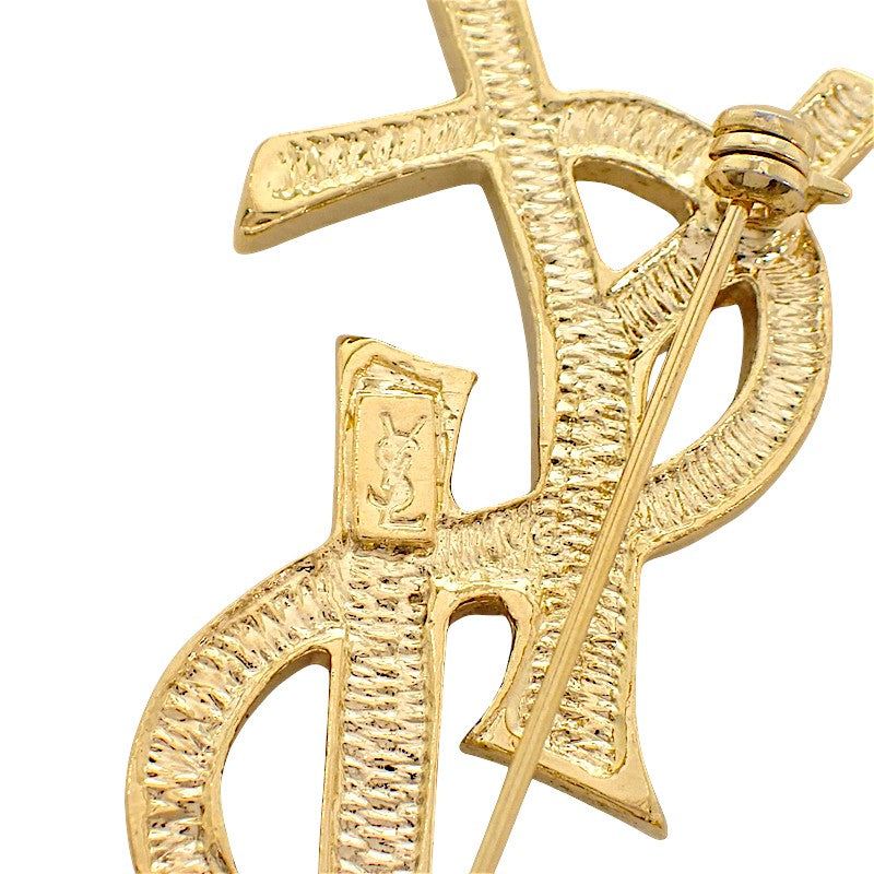 イヴ・サンローラン YVES SAINT LAURENT カサンドラ ブローチ メタル クリスタル レディース【中古】【ABランク】