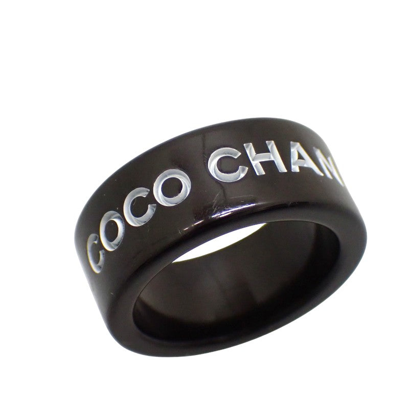 シャネル CHANEL coco ロゴリング 13号 リング ブラック メンズ レディース【中古】【ABランク】