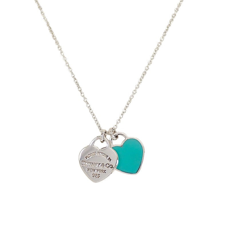 ティファニー TIFFANY&Co. ブルー ダブル ハートタグ ネックレス シルバー925 レディース【中古】【Aランク】