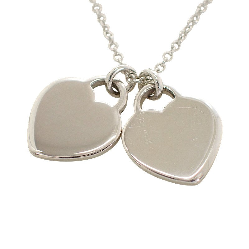 ティファニー TIFFANY&Co. ブルー ダブル ハートタグ ネックレス シルバー925 レディース【中古】【Aランク】