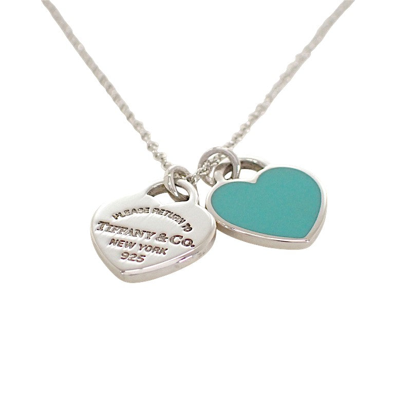 ティファニー TIFFANY&Co. ブルー ダブル ハートタグ ネックレス シルバー925 レディース【中古】【Aランク】