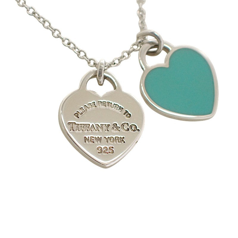ティファニー TIFFANY&Co. ブルー ダブル ハートタグ ネックレス シルバー925 レディース【中古】【Aランク】