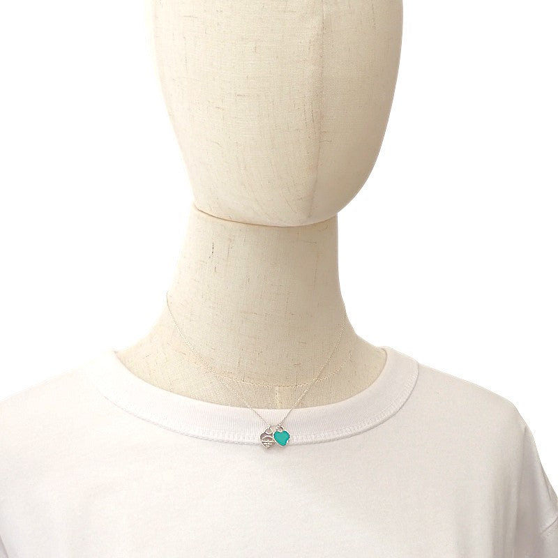 ティファニー TIFFANY&Co. ブルー ダブル ハートタグ ネックレス シルバー925 レディース【中古】【Aランク】