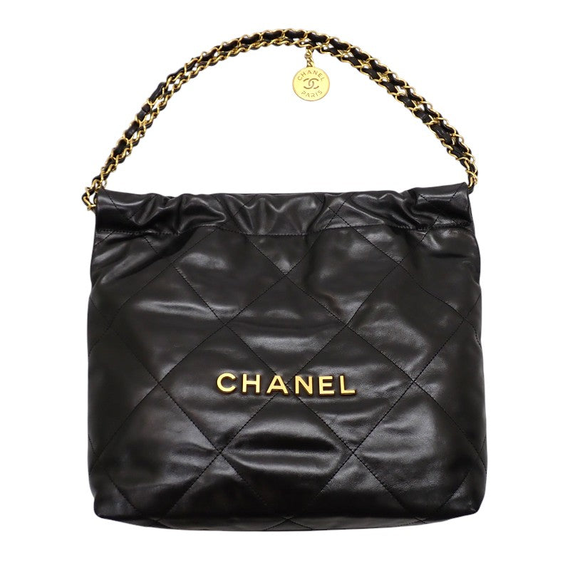 シャネル CHANEL シャネル22 スモール ポーチ付き AS3260 ハンドバッグ カーフ ブラック ゴールド金具 レディース【中古】【Aランク】