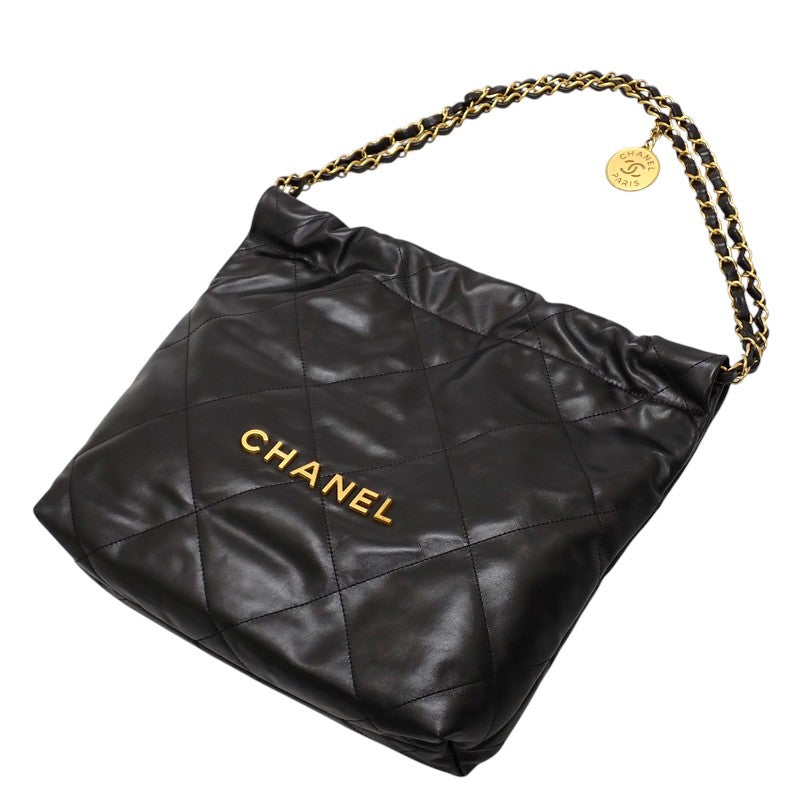 シャネル CHANEL シャネル22 スモール ポーチ付き AS3260 ハンドバッグ カーフ ブラック ゴールド金具 レディース【中古】【Aランク】