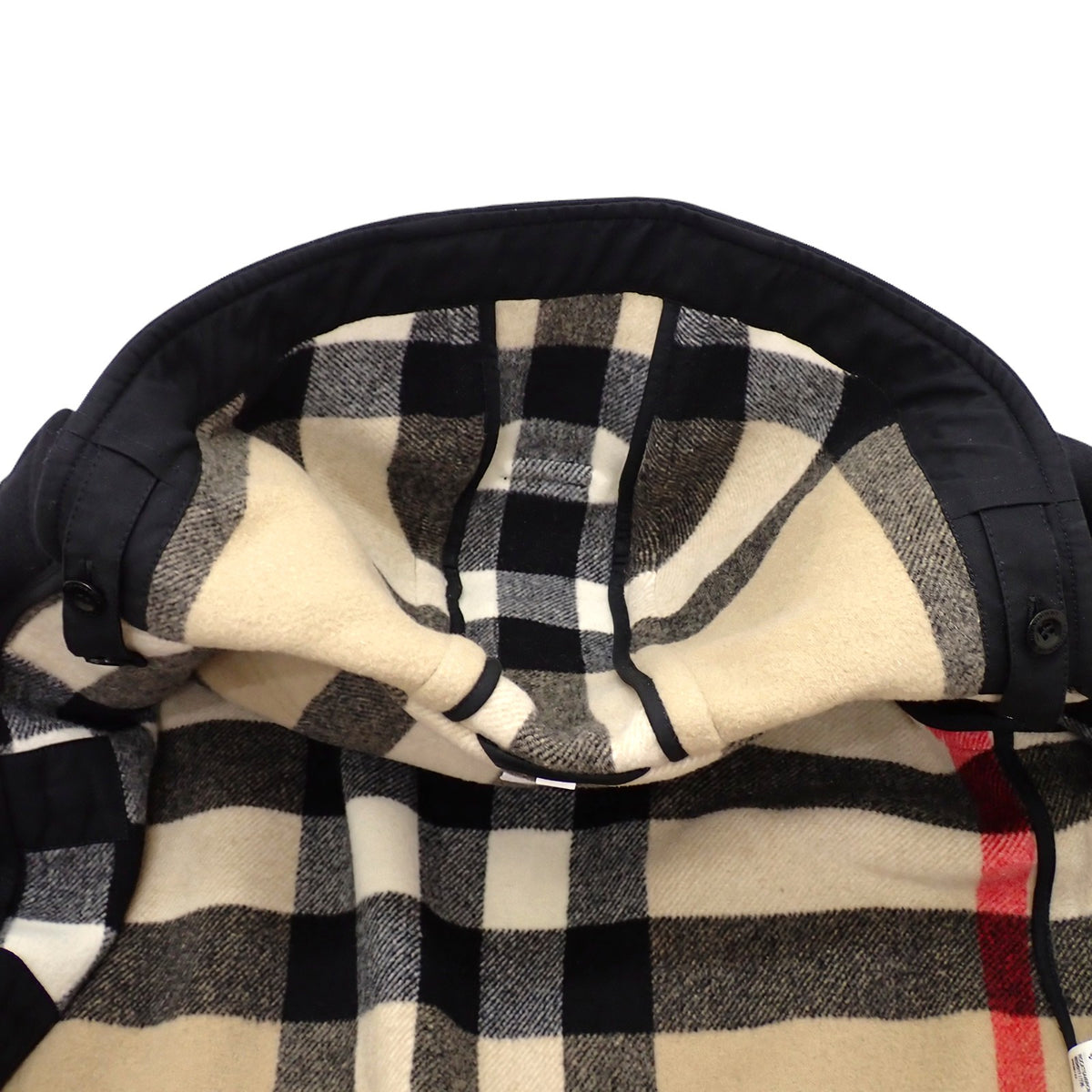 バーバリー BURBERRY エグザジェレイティッドチェック ロング丈 50 8034517 ダッフルコート ウール ブラック メンズ【中古】【Aランク】