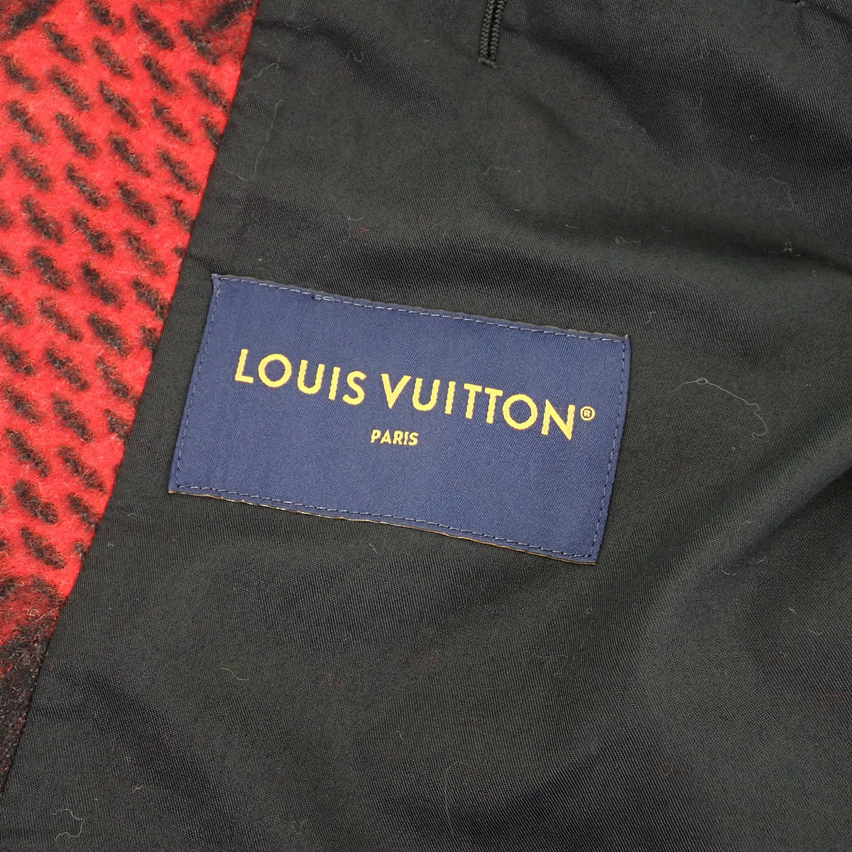 ルイヴィトン LOUIS VUITTON 24aw タータンチェック Pコート ファレル 1AIH2024 ピーコート ウール レッド ブラック 60 メンズ【中古】【ABランク】