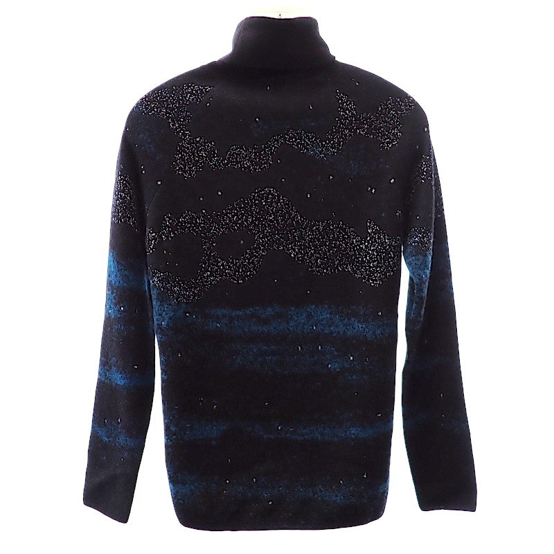 クリスチャンディオール Christian Dior PETER DOIG ピーター・ドイグ ジャガードニット M 143M649AT276 セーター ナイロン モヘア ブラック ブルー メンズ【中古】【Aランク】