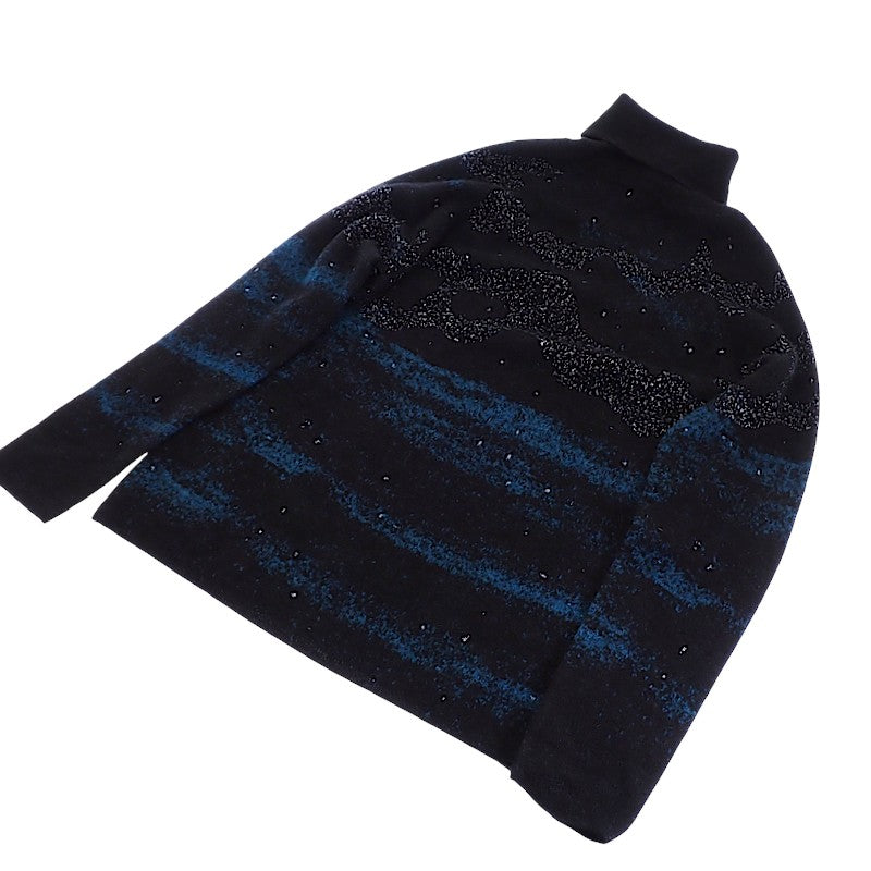 クリスチャンディオール Christian Dior PETER DOIG ピーター・ドイグ ジャガードニット M 143M649AT276 セーター ナイロン モヘア ブラック ブルー メンズ【中古】【Aランク】