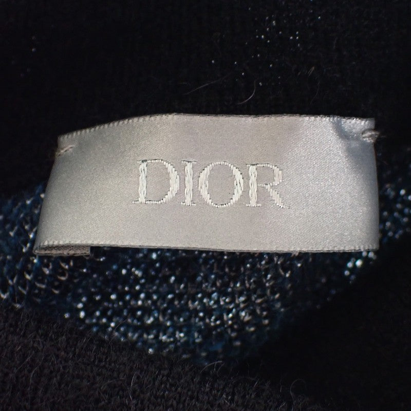 クリスチャンディオール Christian Dior PETER DOIG ピーター・ドイグ ジャガードニット M 143M649AT276 セーター ナイロン モヘア ブラック ブルー メンズ【中古】【Aランク】