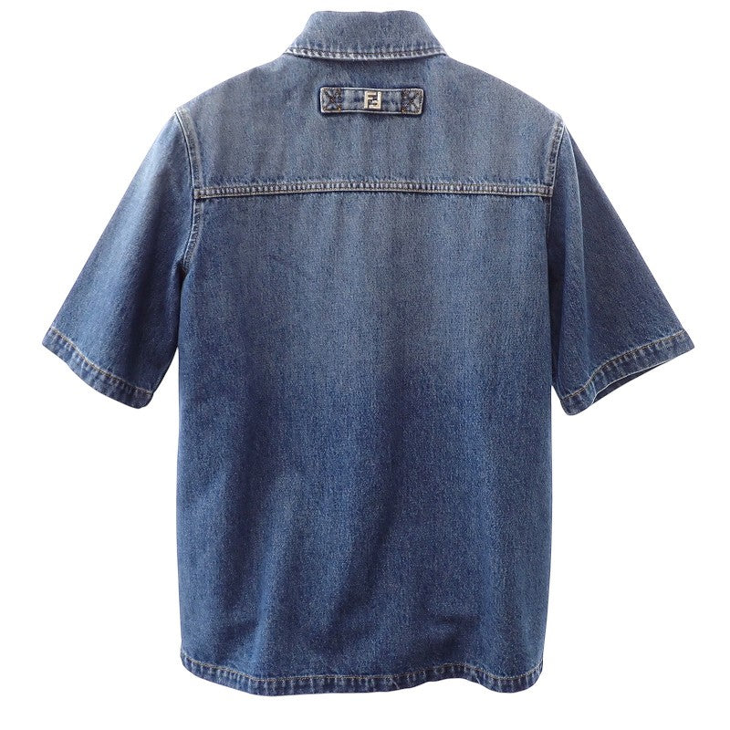 フェンディ FENDI マルチポケットデニム 46 FW1315_AS02 半袖シャツ コットン ブルー メンズ【中古】【Aランク】