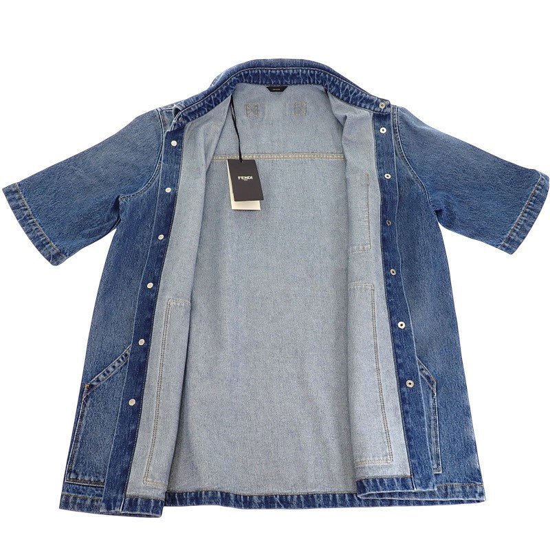 フェンディ FENDI マルチポケットデニム 46 FW1315_AS02 半袖シャツ コットン ブルー メンズ【中古】【Aランク】