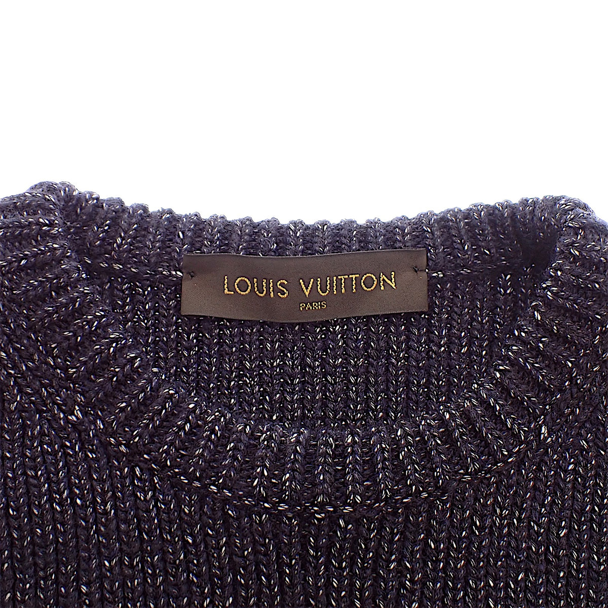 ルイヴィトン LOUIS VUITTON ロングスリーブ クルーネック M ニット ウール ネイビー メンズ【中古】【ABランク】