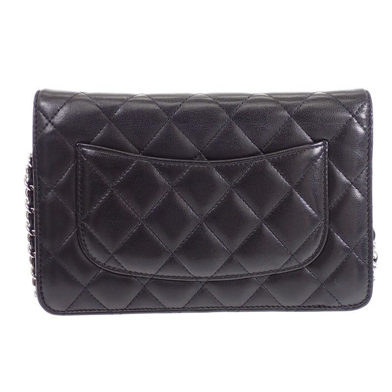 シャネル CHANEL クラシック チェーンウォレット A33814 長財布 ラムスキン ブラック シルバー金具 レディース【中古】【ABランク】