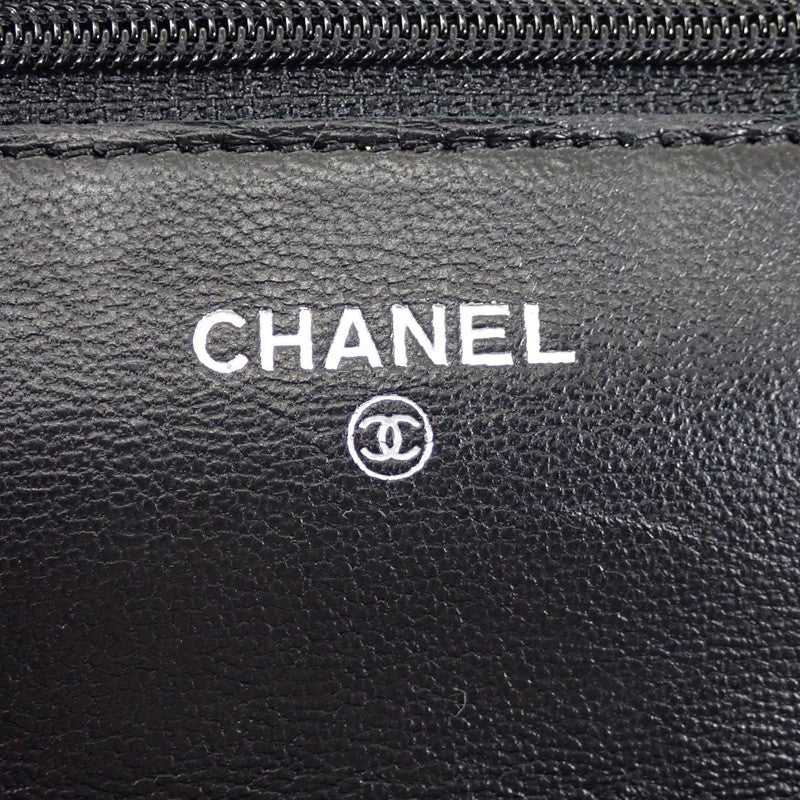 シャネル CHANEL クラシック チェーンウォレット A33814 長財布 ラムスキン ブラック シルバー金具 レディース【中古】【ABランク】