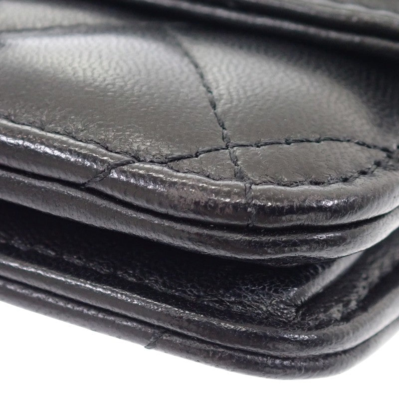 シャネル CHANEL クラシック チェーンウォレット A33814 長財布 ラムスキン ブラック シルバー金具 レディース【中古】【ABランク】