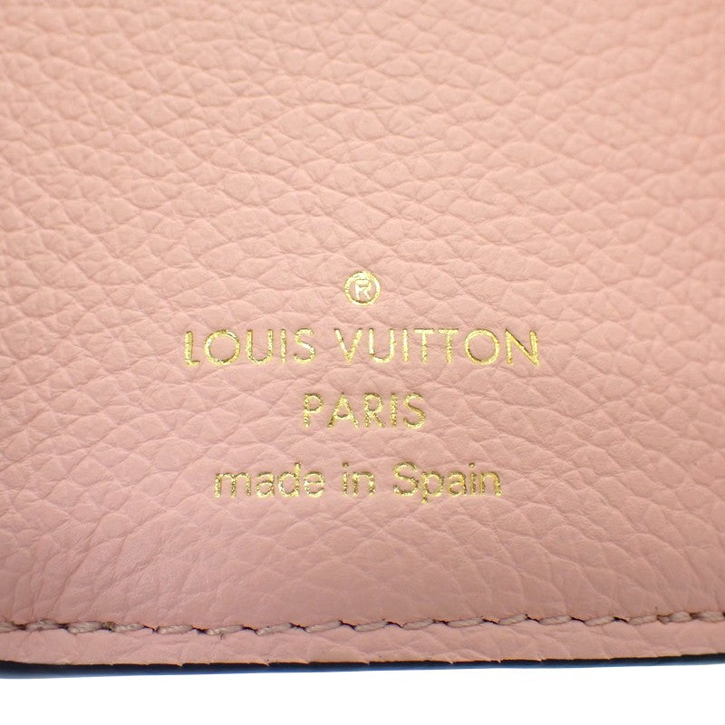 ルイヴィトン LOUIS VUITTON ポルトフォイユ ロックミニ M80984 三つ折り財布 グレインカーフレザー ノワール クレーム ピンク ゴールド金具 レディース【中古】【ABランク】
