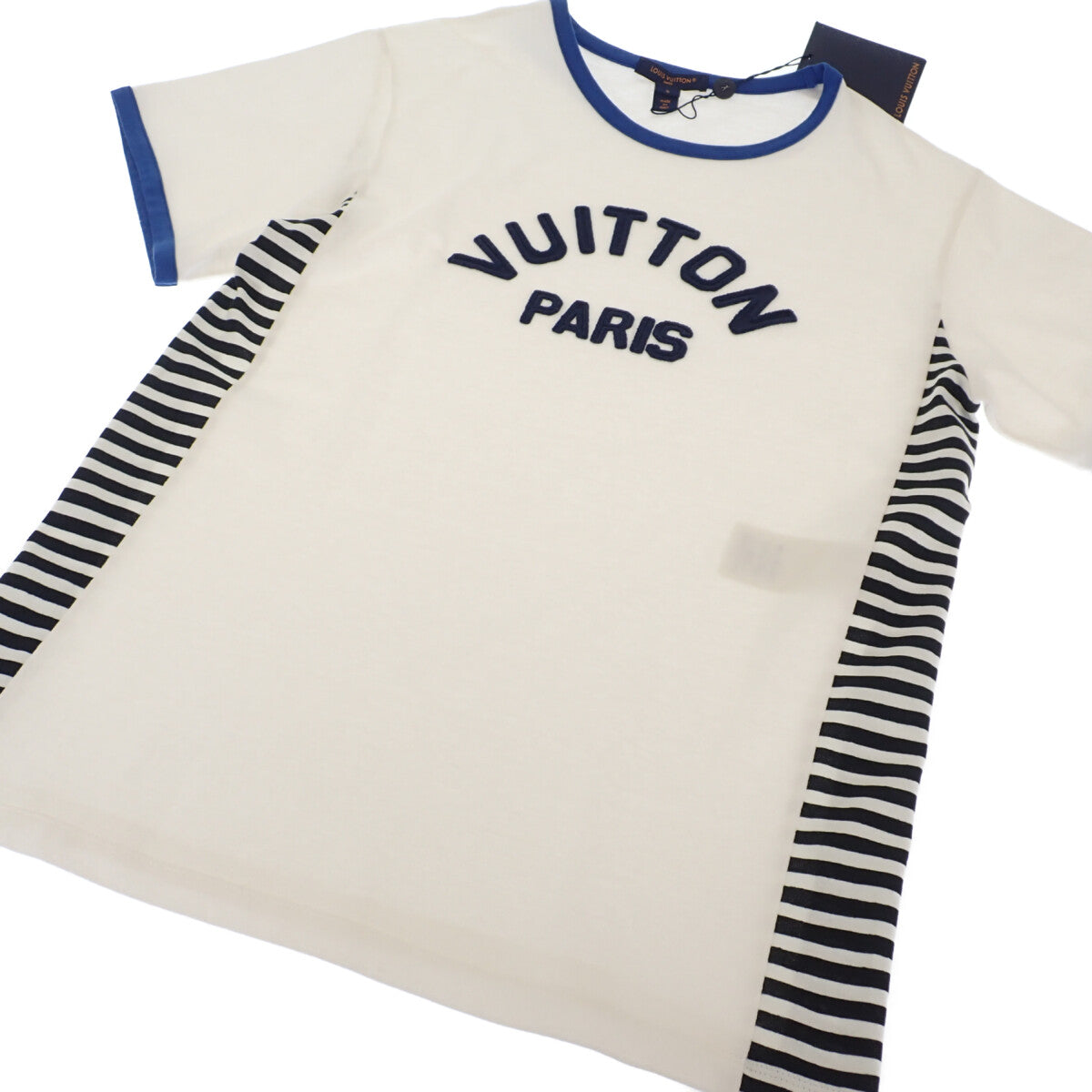ルイヴィトン LOUIS VUITTON Vuitton Paris S 1ABCFO 半袖Ｔシャツ コットン ホワイト ブルー メンズ レディース ユニセックス【中古】【ABランク】