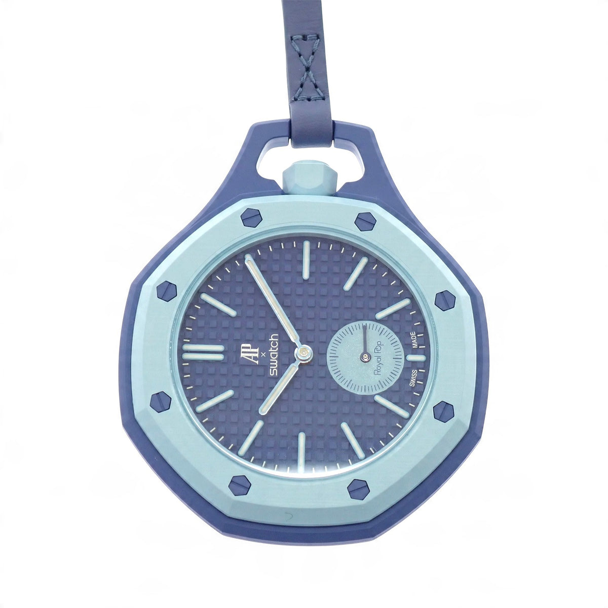 スウォッチ Swatch ロイヤルポップ SSX03L100N 懐中時計 セラミック カーフ ブルー 手巻き ブルー文字盤 メンズ レディース【中古】【Sランク】