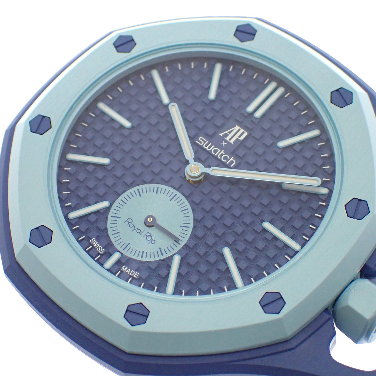 スウォッチ Swatch ロイヤルポップ SSX03L100N 懐中時計 セラミック カーフ ブルー 手巻き ブルー文字盤 メンズ レディース【中古】【Sランク】