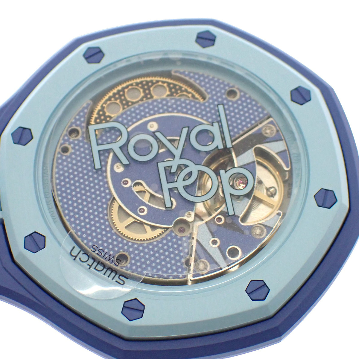 スウォッチ Swatch ロイヤルポップ SSX03L100N 懐中時計 セラミック カーフ ブルー 手巻き ブルー文字盤 メンズ レディース【中古】【Sランク】