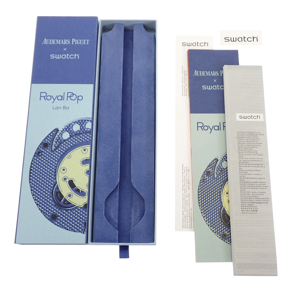 スウォッチ Swatch ロイヤルポップ SSX03L100N 懐中時計 セラミック カーフ ブルー 手巻き ブルー文字盤 メンズ レディース【中古】【Sランク】