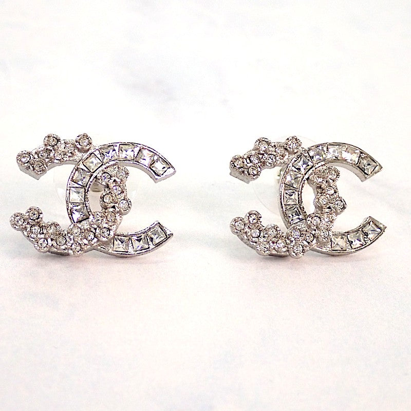 シャネル CHANEL ココマーク ピアス メタル クリスタル シルバー金具 レディース【中古】【Aランク】