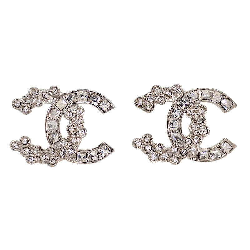 シャネル CHANEL ココマーク ピアス メタル クリスタル シルバー金具 レディース【中古】【Aランク】